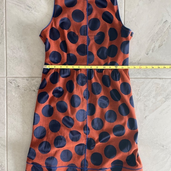 ANTHROPOLOGIE Maeve Dress Rokin Polka Dot Sleeveless Cross-Back Blue Orange Sz 4 - Picture 16 of 16